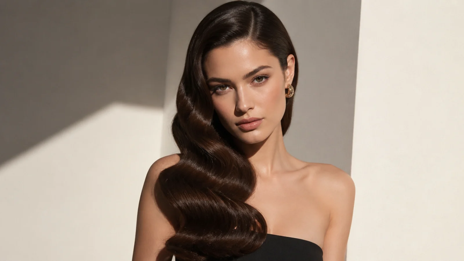 Old-Hollywood waves swept entirely over one shoulder