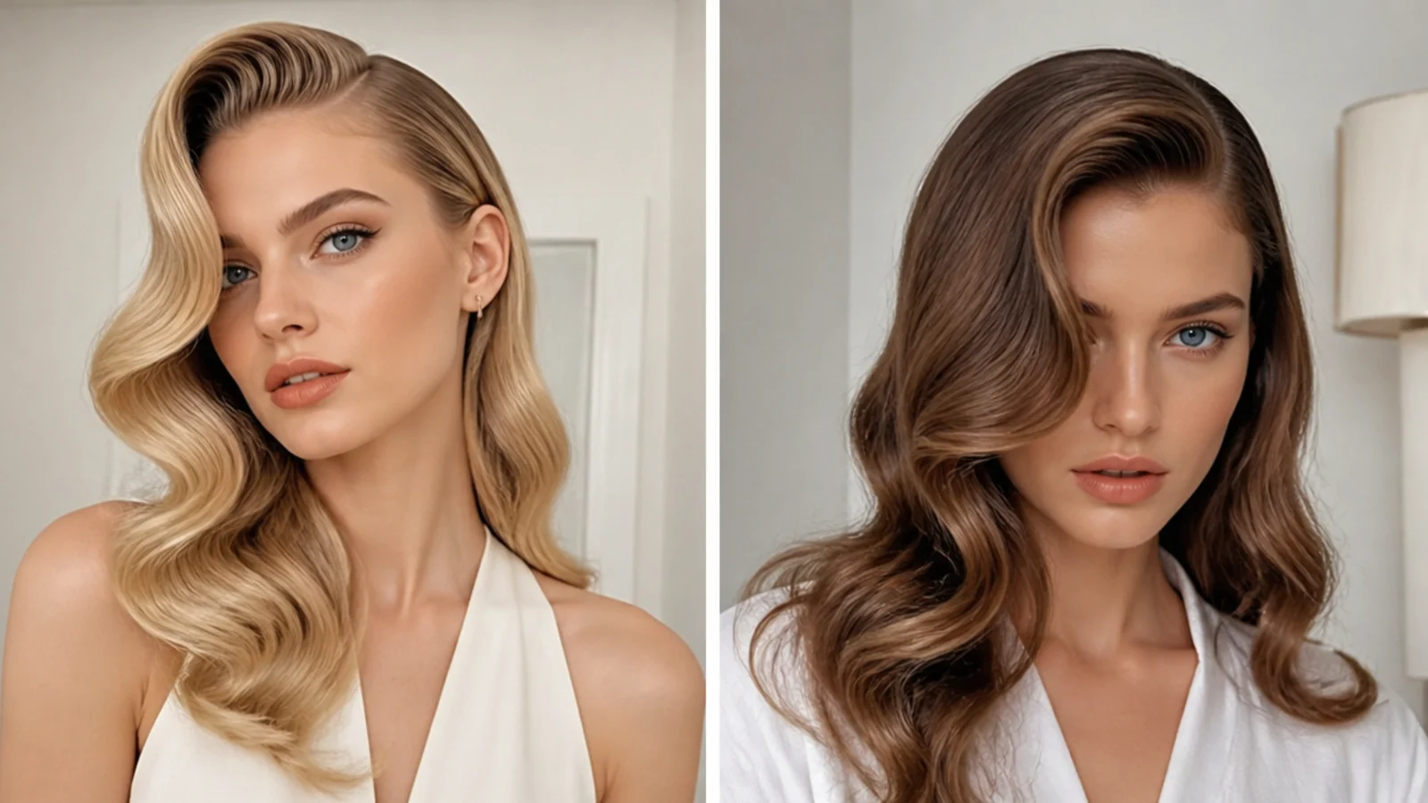 Softly undone modern-vintage Hollywood waves