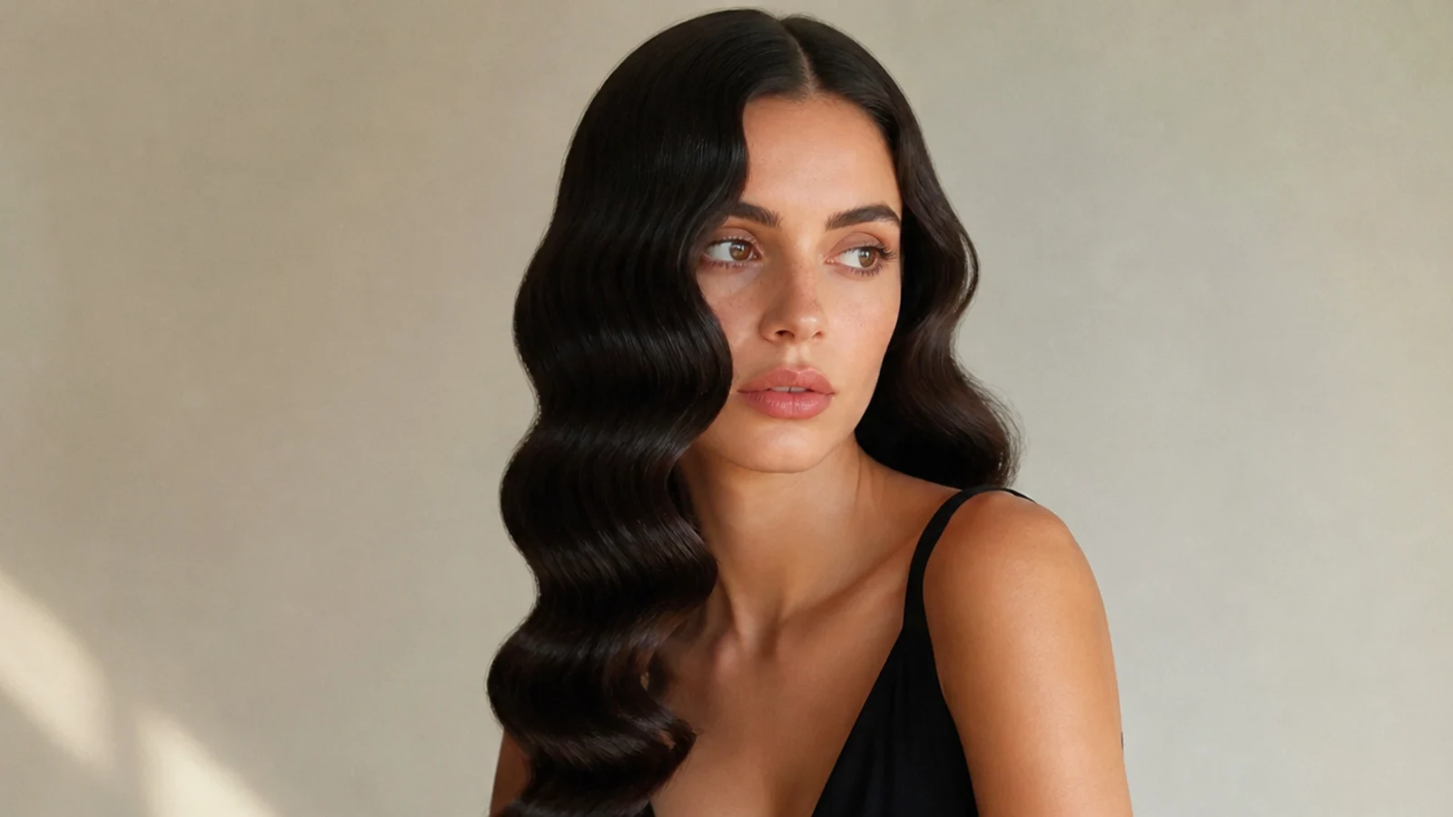 Old-Hollywood waves with a clean middle part