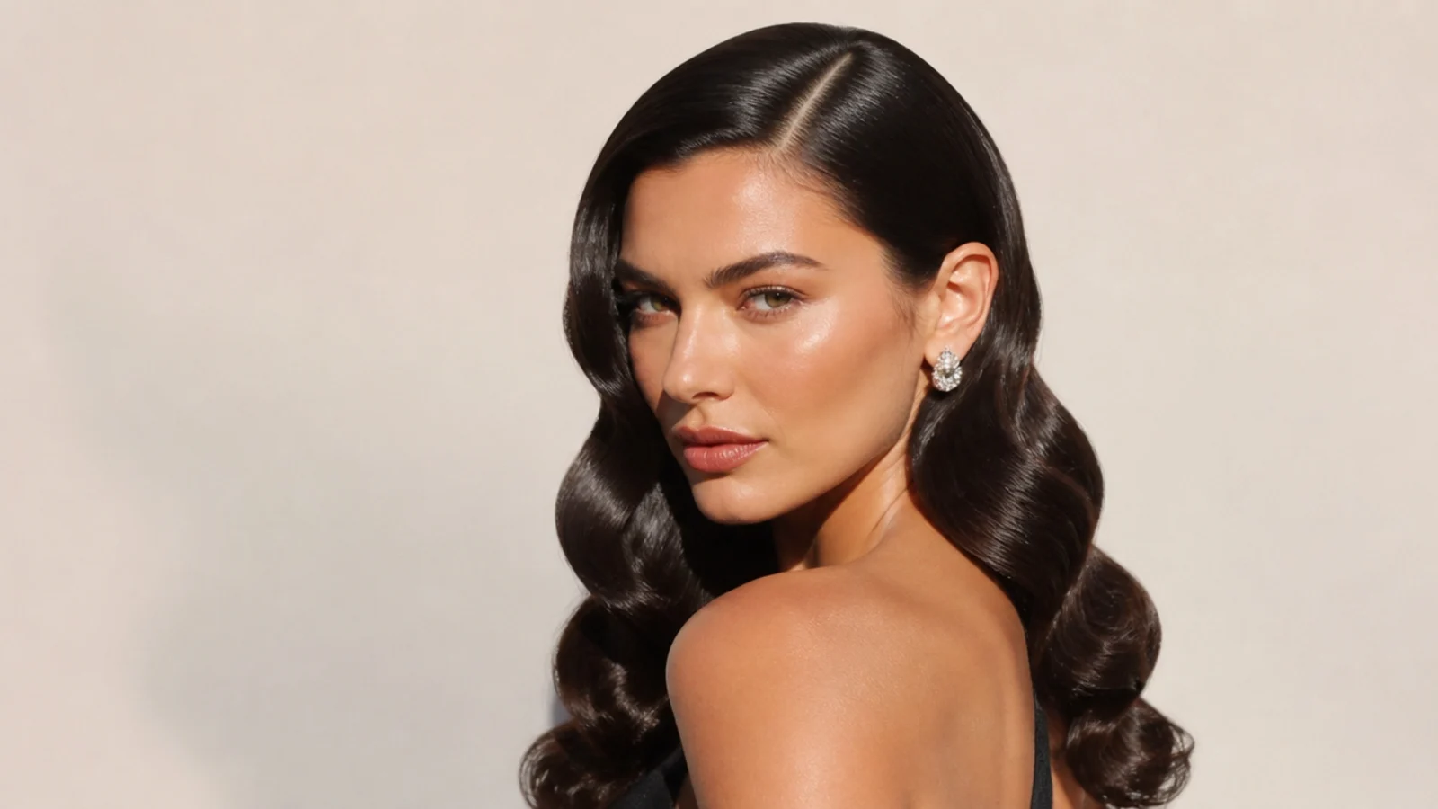 Ultra-glossy old-Hollywood waves styled for the red carpet