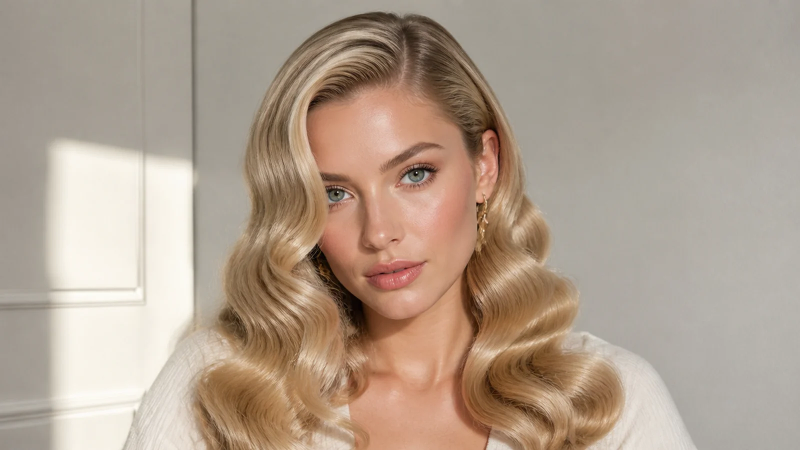High-shine blonde old-Hollywood waves