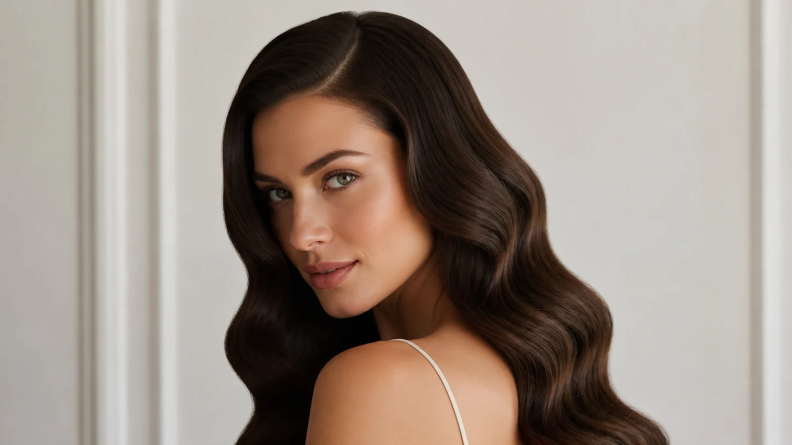 Long, flowing glossy old-Hollywood waves