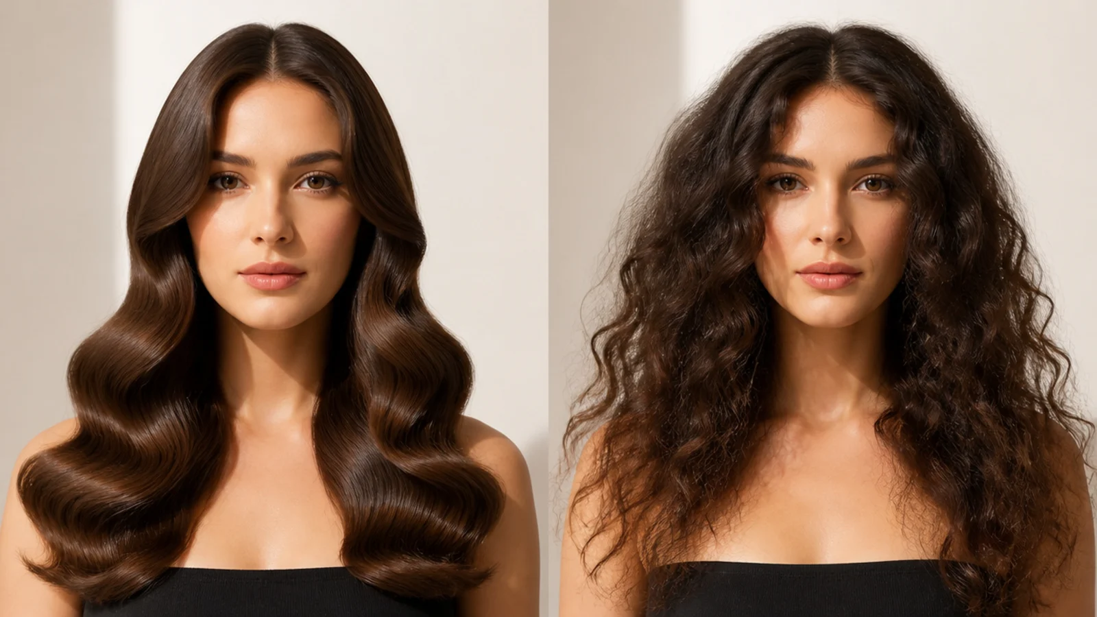 Smooth, glossy vintage waves versus dull, separated curls