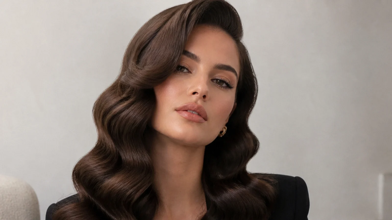 High-shine soft Hollywood waves