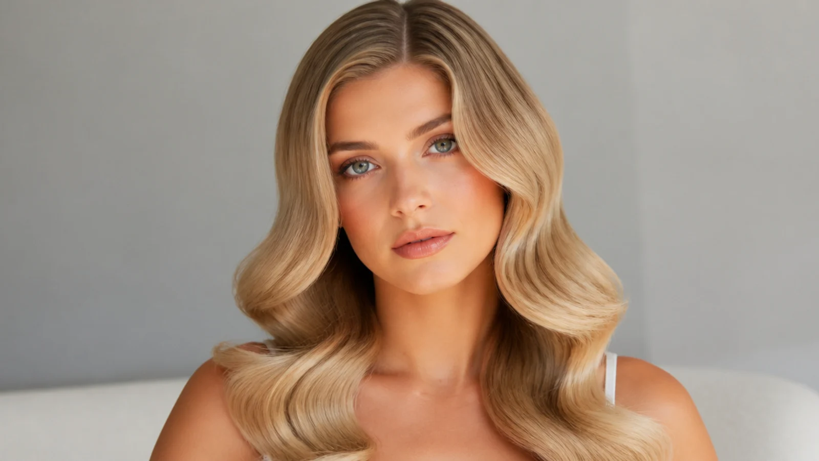 Soft Hollywood waves on blonde hair