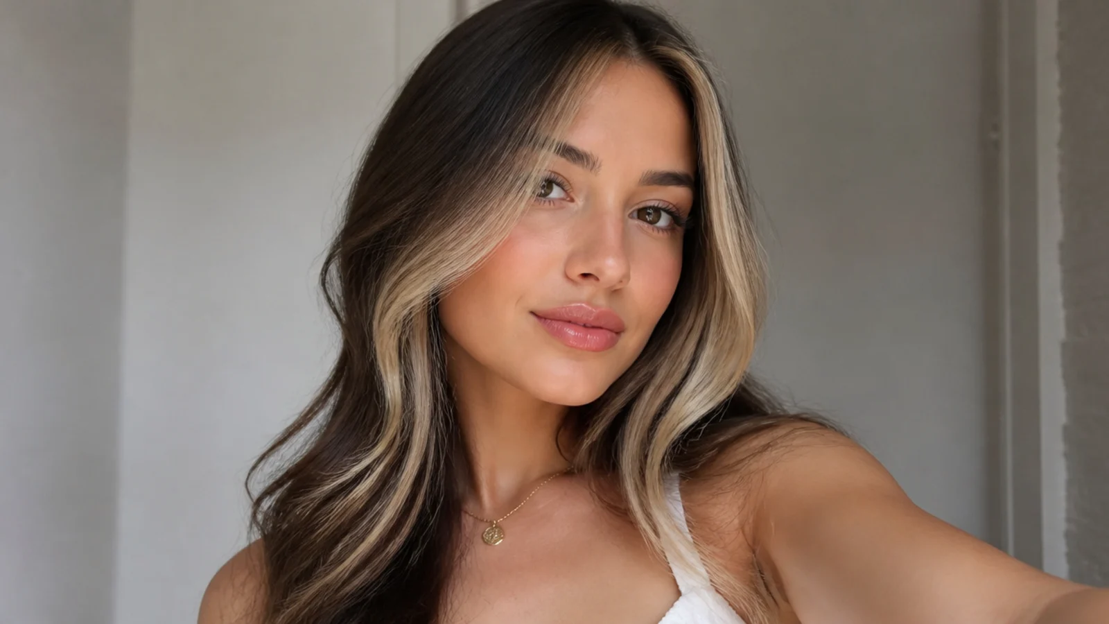 Hair with two solid bold money piece panels framing the face