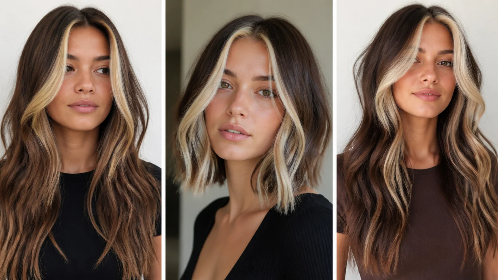 Chunky money piece looks for bold hair, vertical Pinterest style