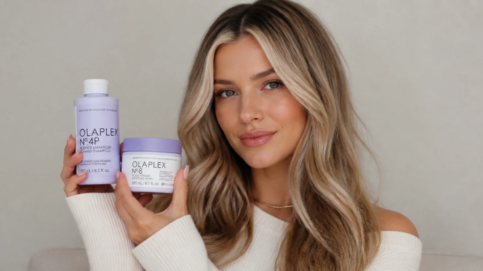 Color-safe purple shampoo and bond-building mask for maintaining a money piece