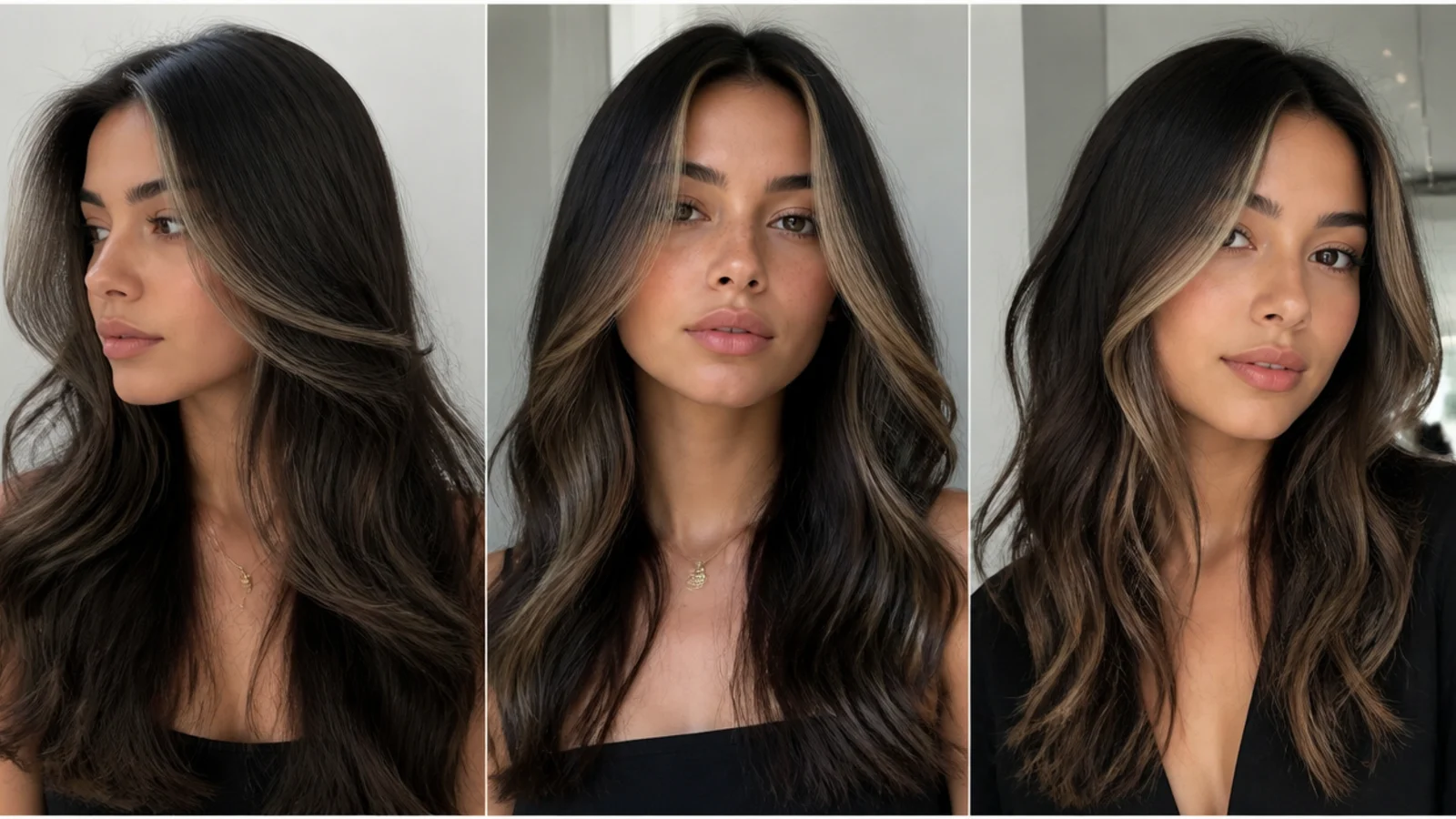 Money piece looks for black hair, vertical Pinterest style