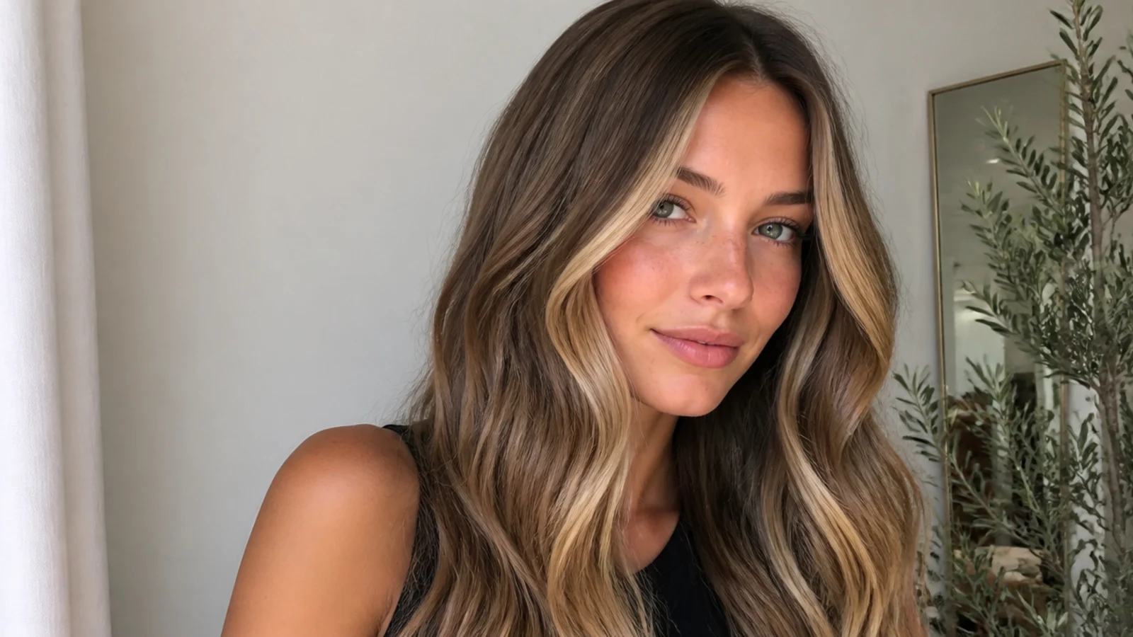 Hair with a honey blonde money piece