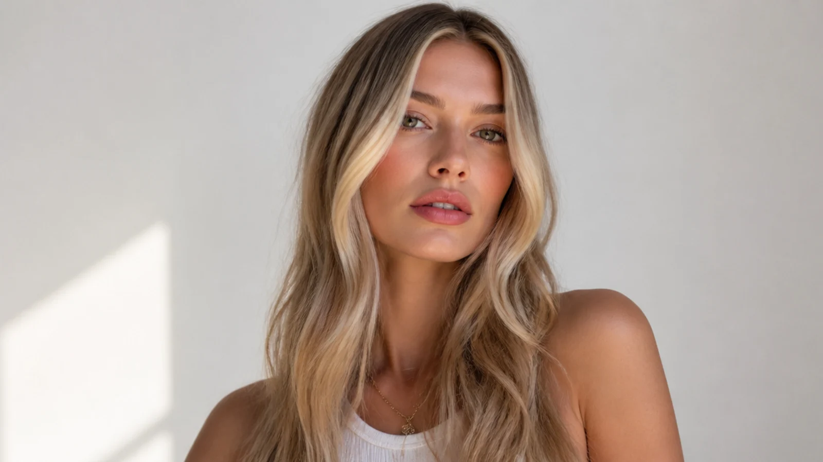 Hair with a golden blonde money piece