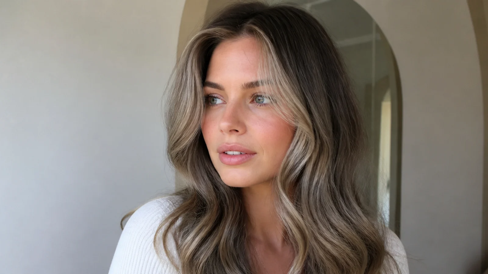 Hair with a cool ash blonde money piece
