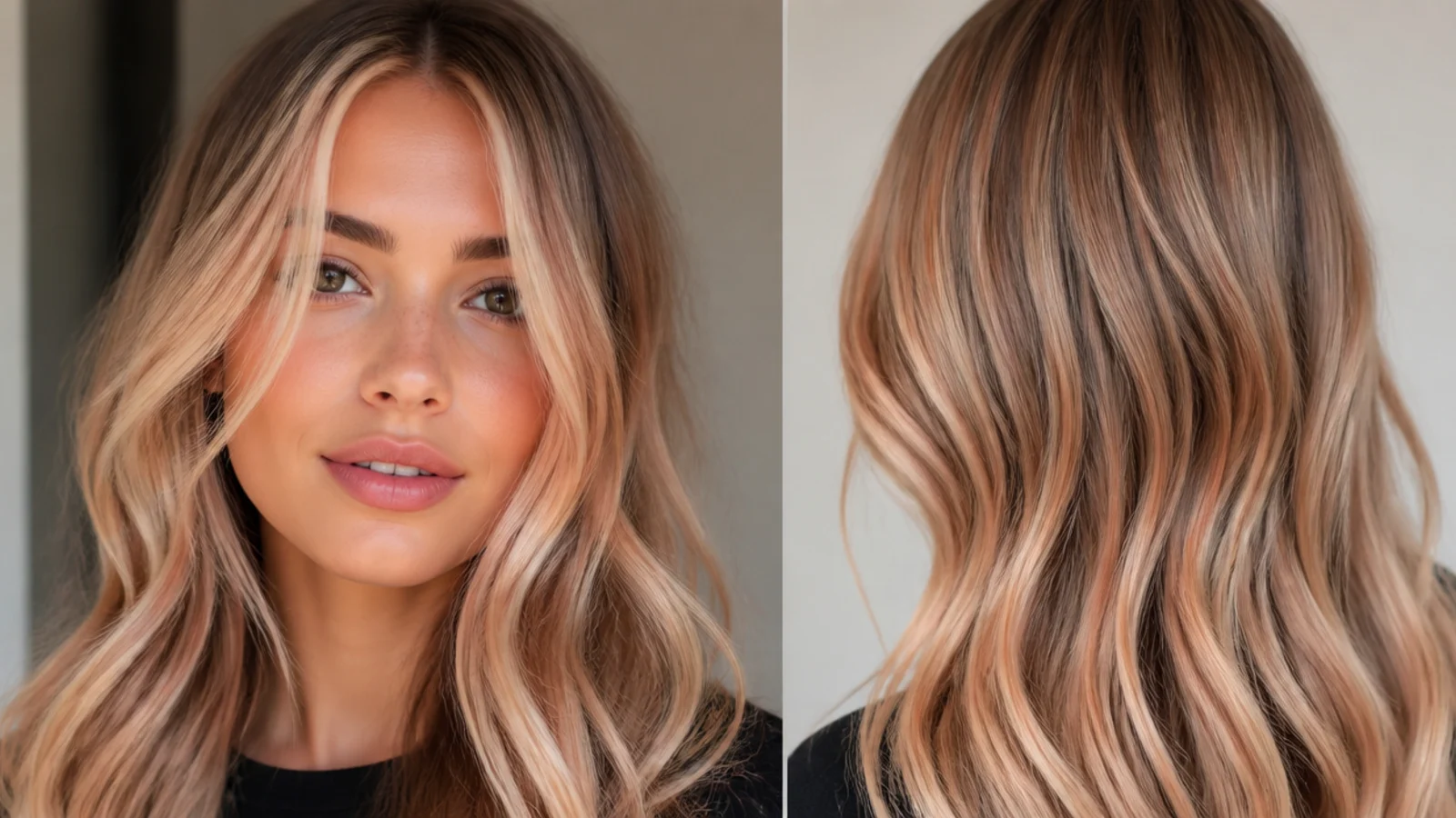 Light hair with a soft peach money piece