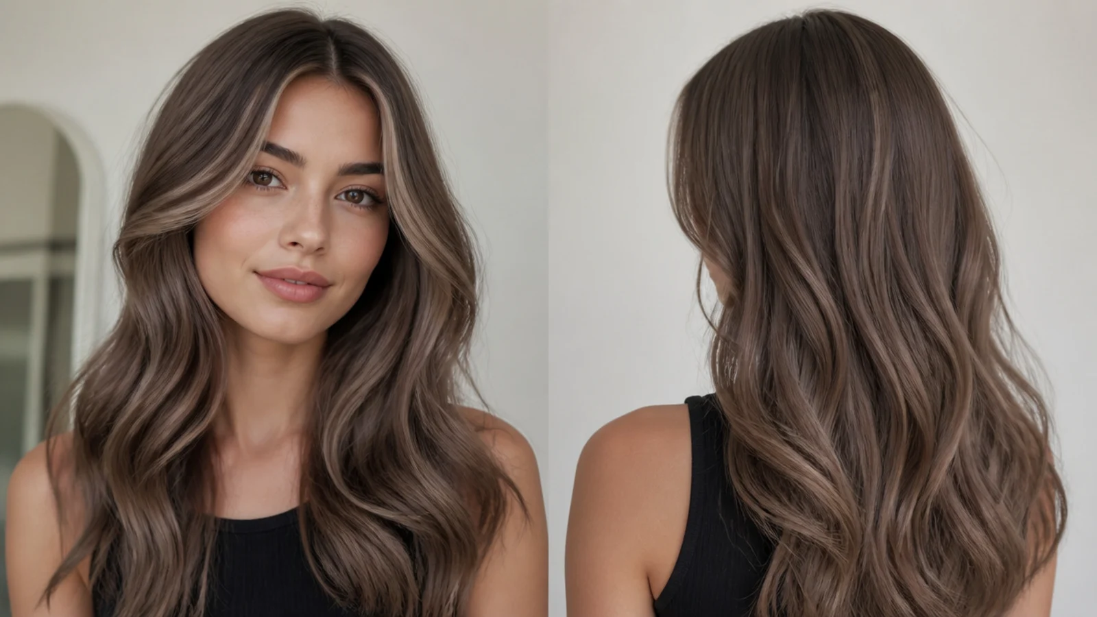 Hair with a cool mushroom brown money piece