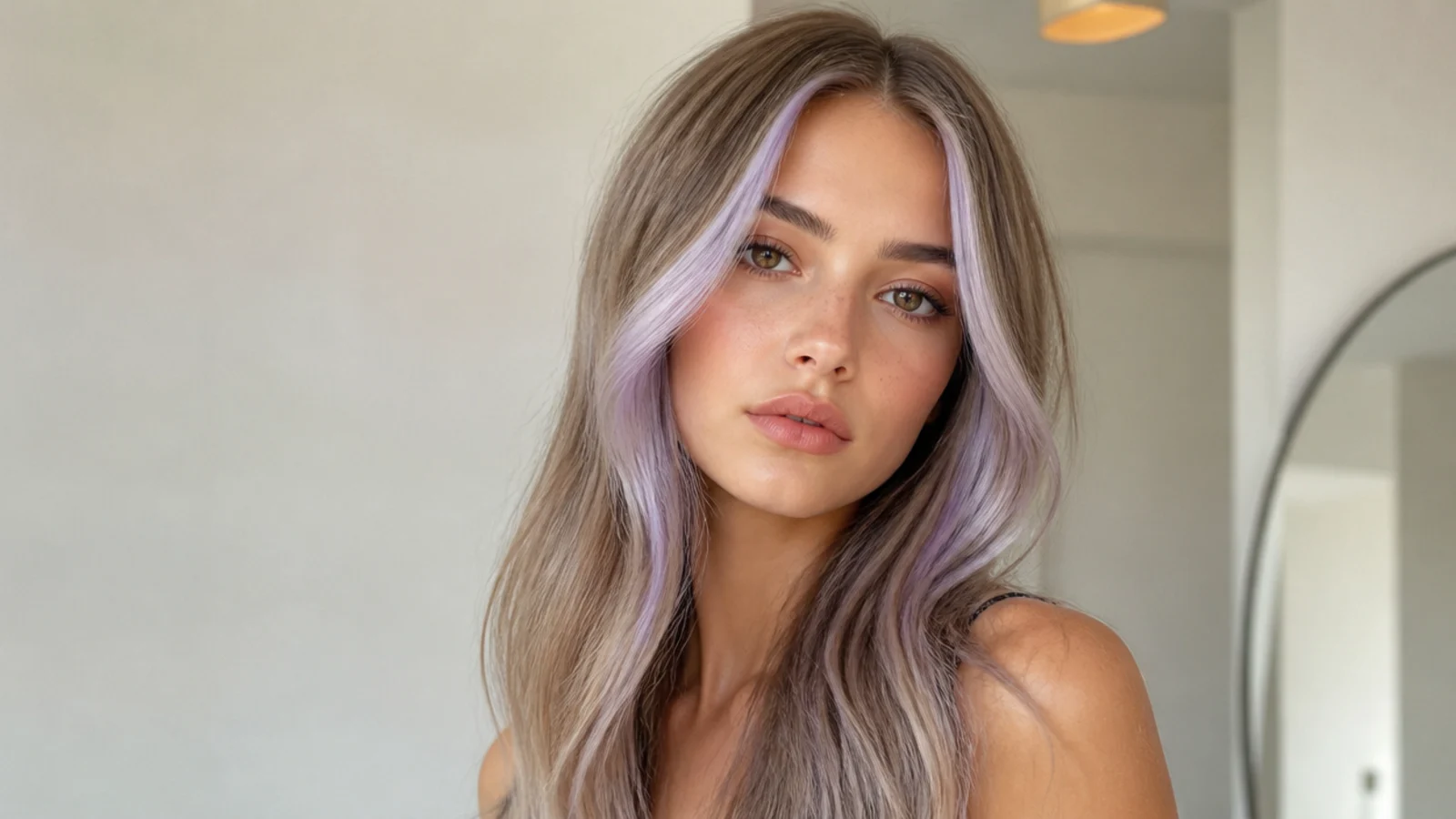 Light hair with a soft lavender money piece