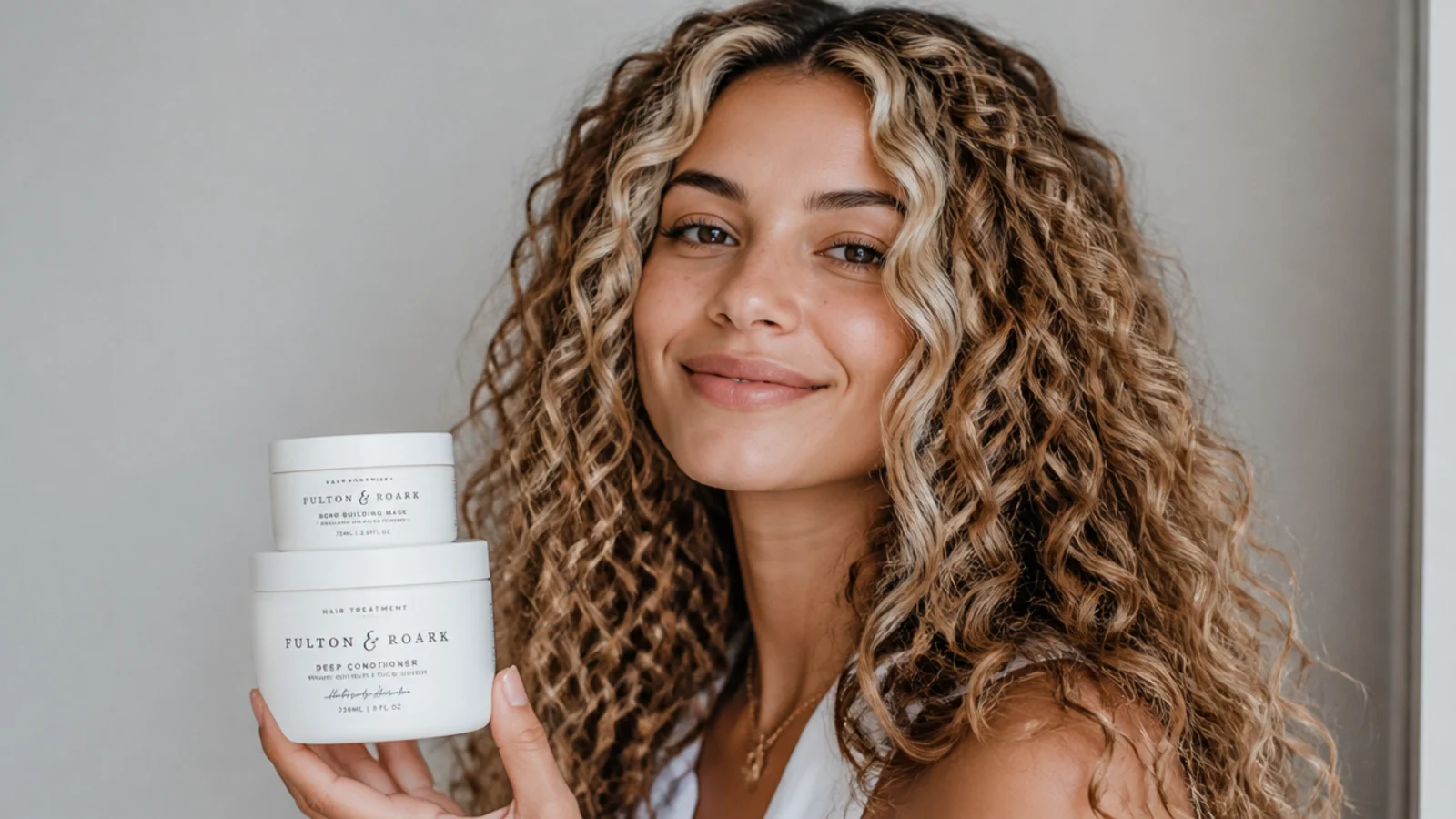Deep conditioner and bond-building mask for lightened curly hair