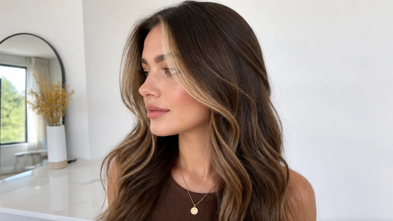 Brown hair with soft honey teasylight money piece pieces
