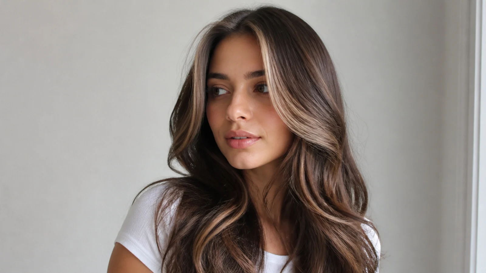 Brown hair with a soft hidden peekaboo money piece