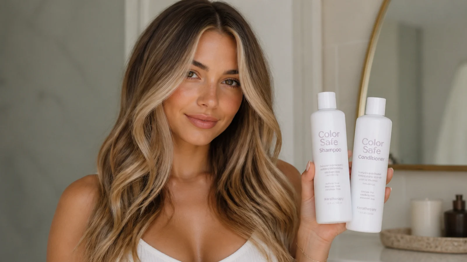 Gentle color-safe shampoo and conditioner for maintaining soft highlights