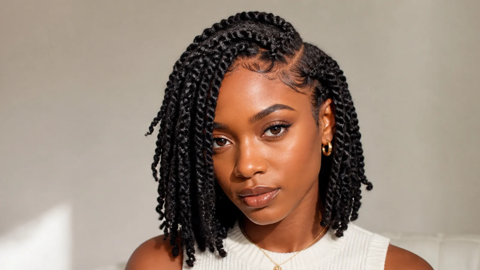 Passion twists bob with a deep side part