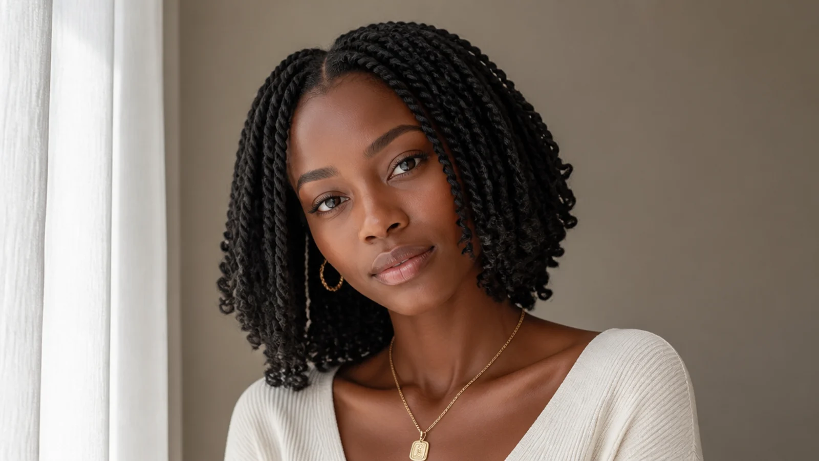 Passion twists bob with a clean middle part