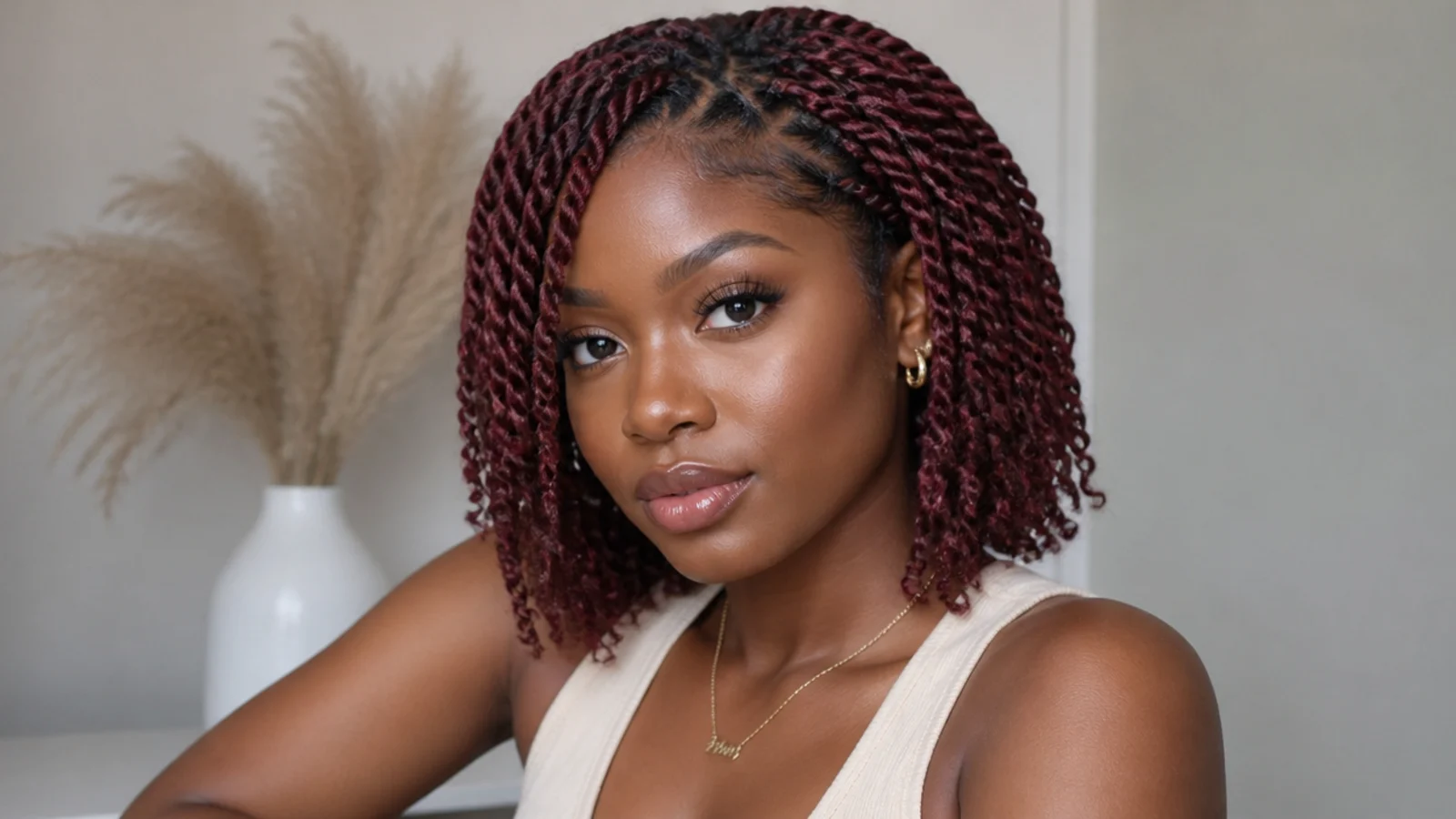 Deep burgundy passion twists bob