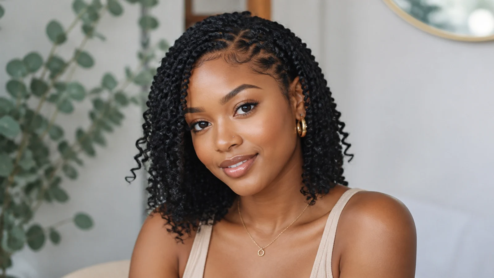 Passion twists bob with soft curls left out