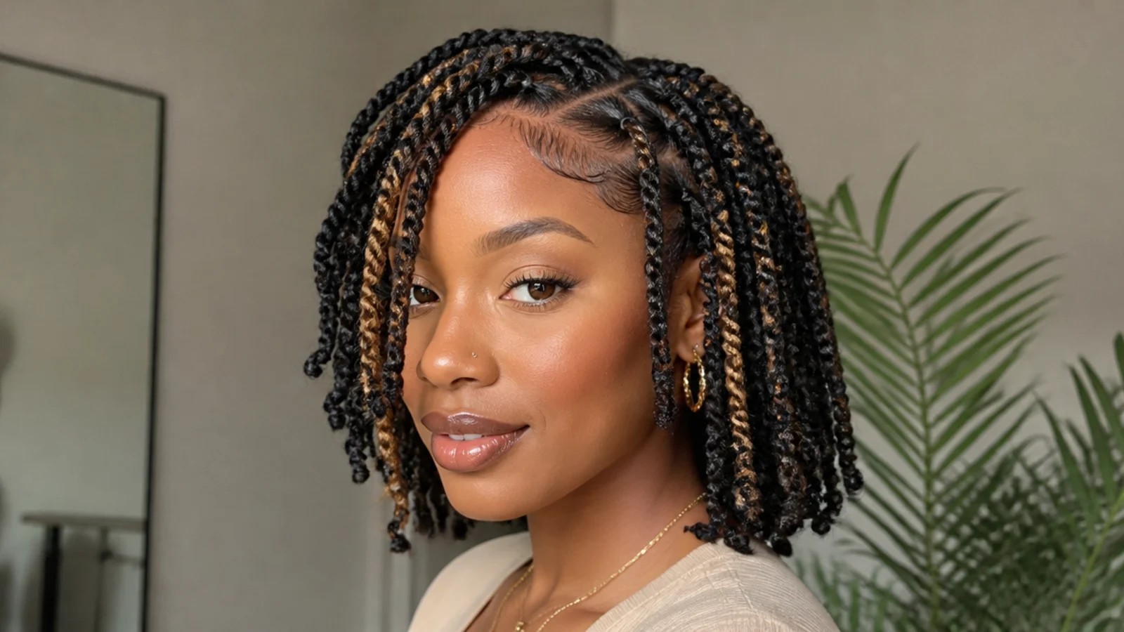 Passion twists bob with lighter face-framing pieces