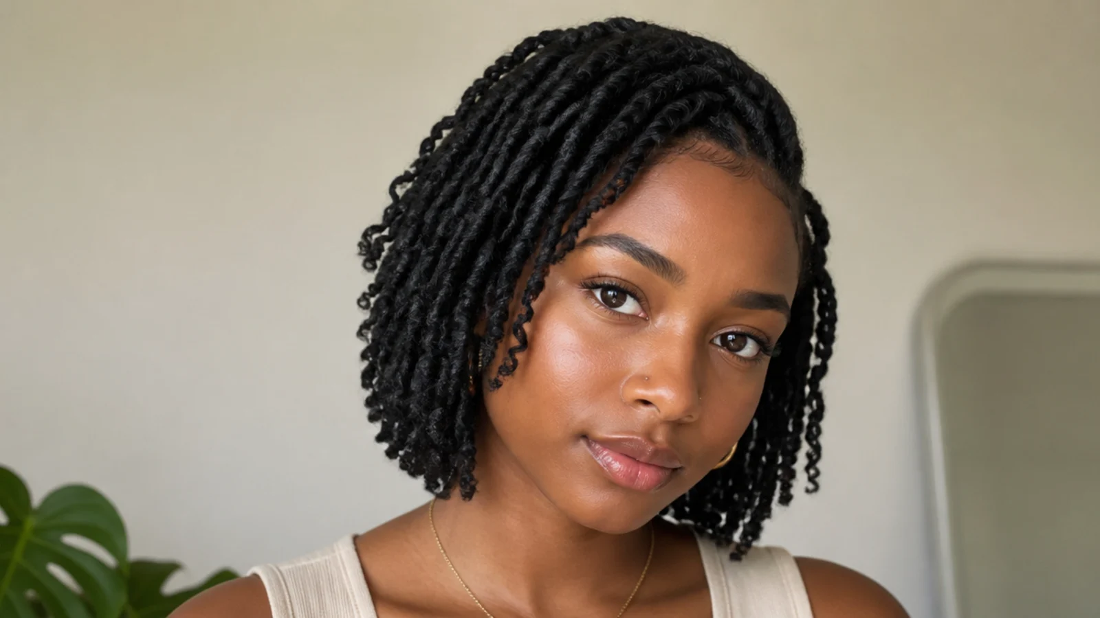Lightweight passion twists bob framing the face