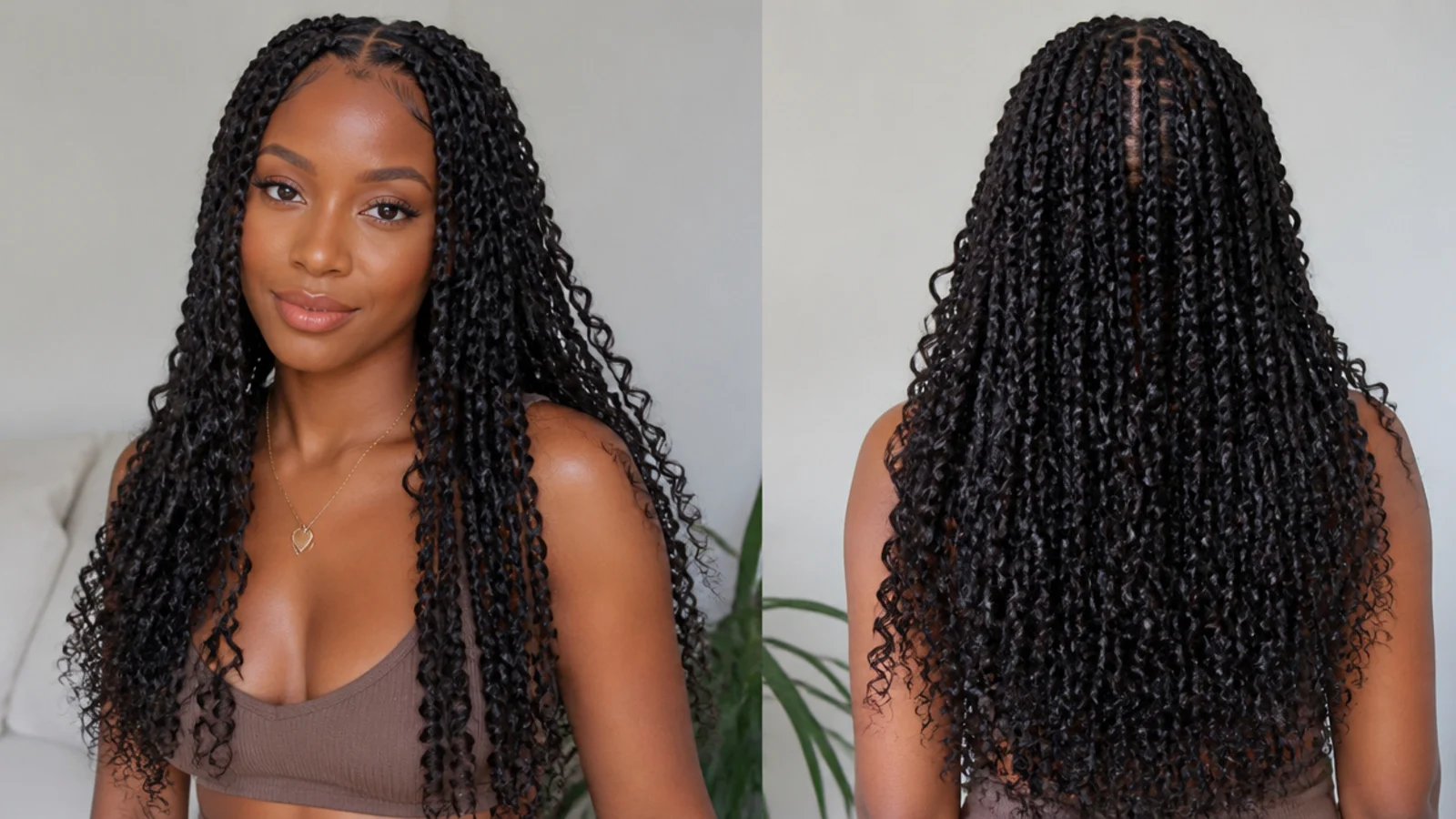 Long natural black goddess passion twists with curls out