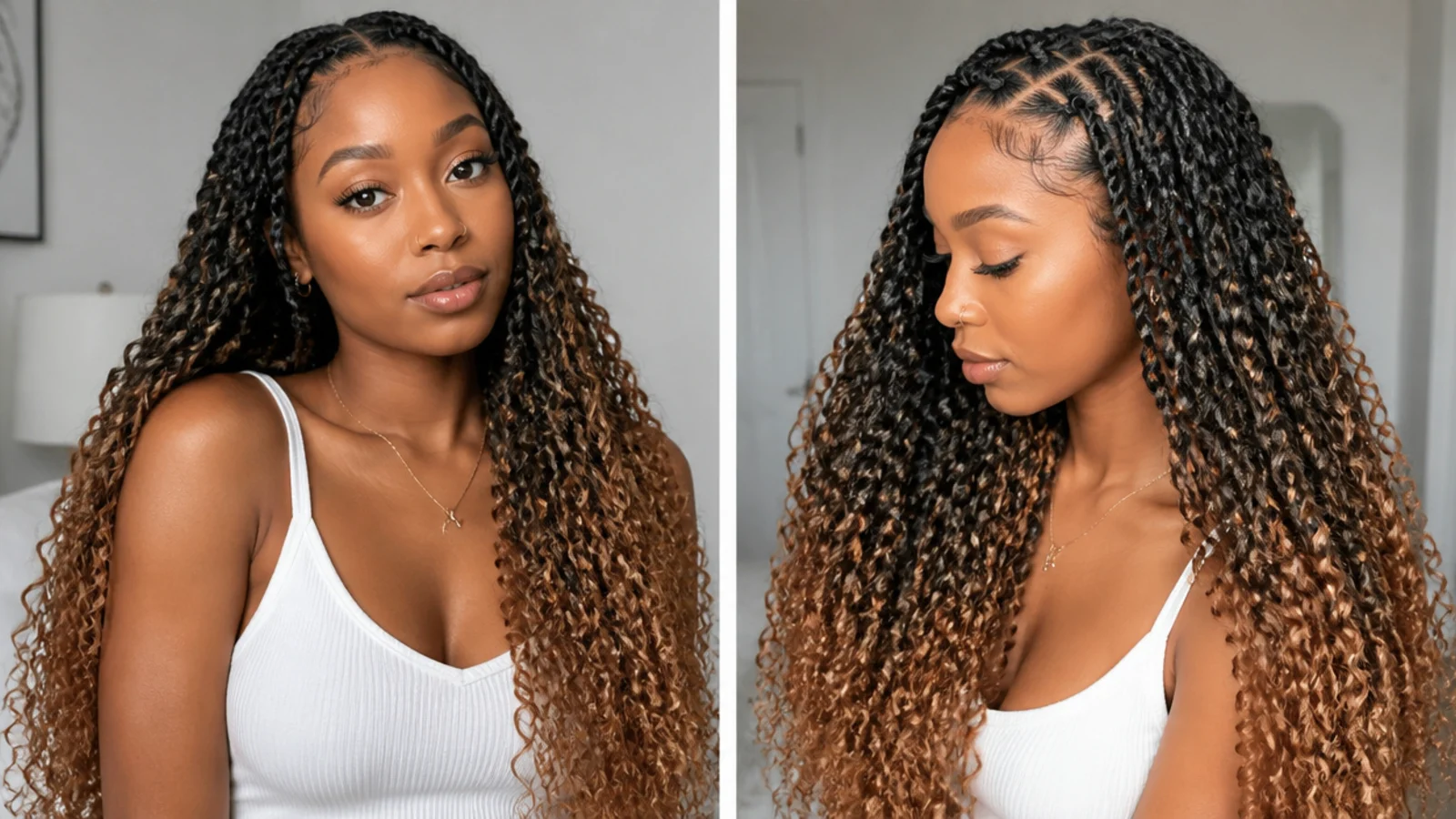 Goddess passion twists with a caramel ombre and curls out