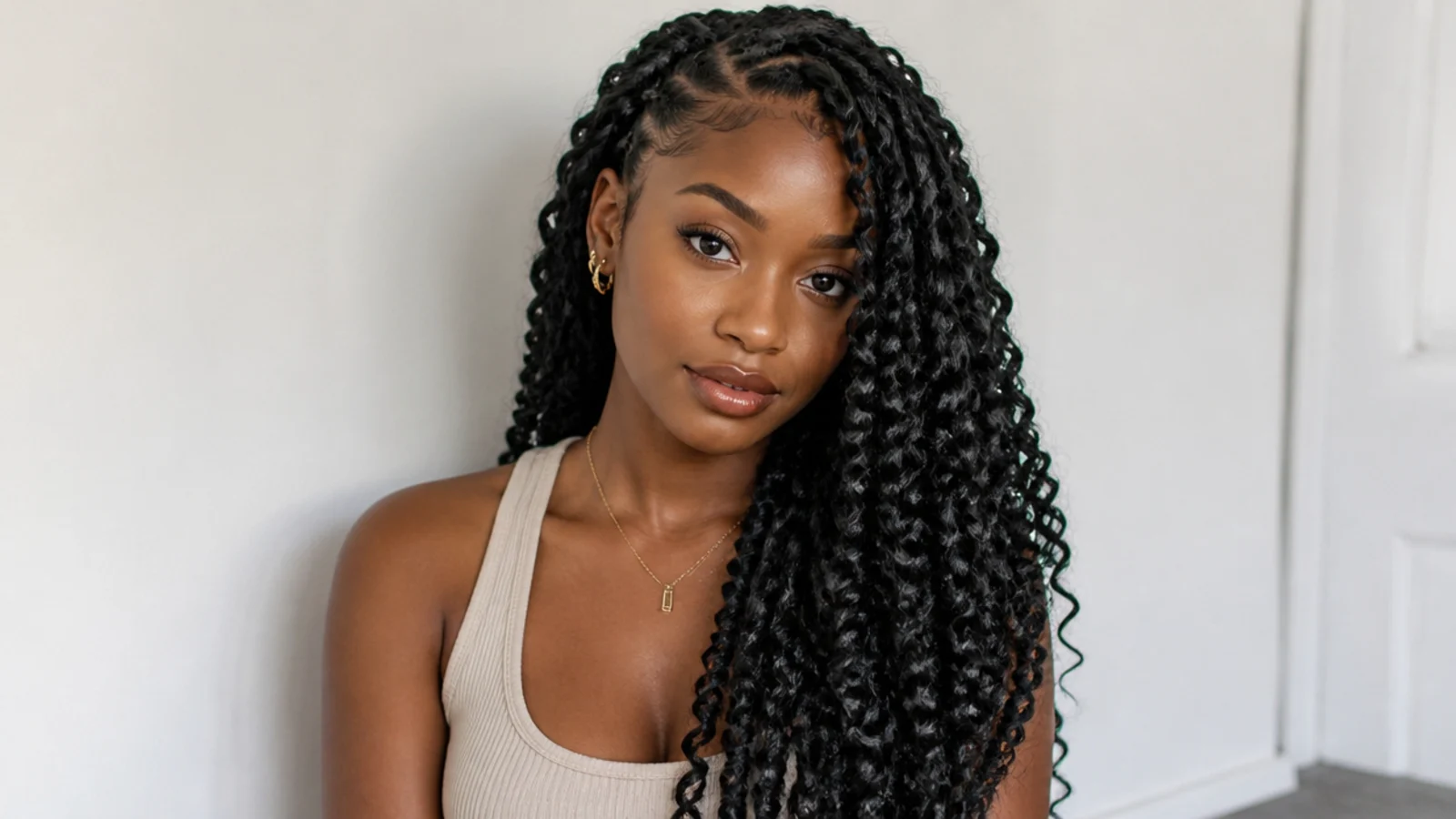 Goddess passion twists swept over one shoulder