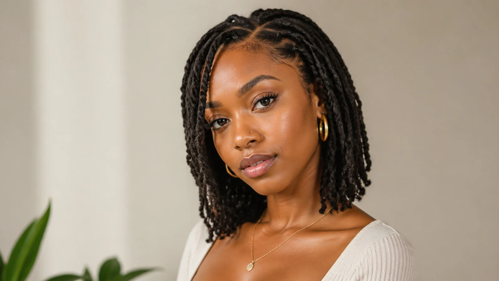 Shoulder-length mini passion twists