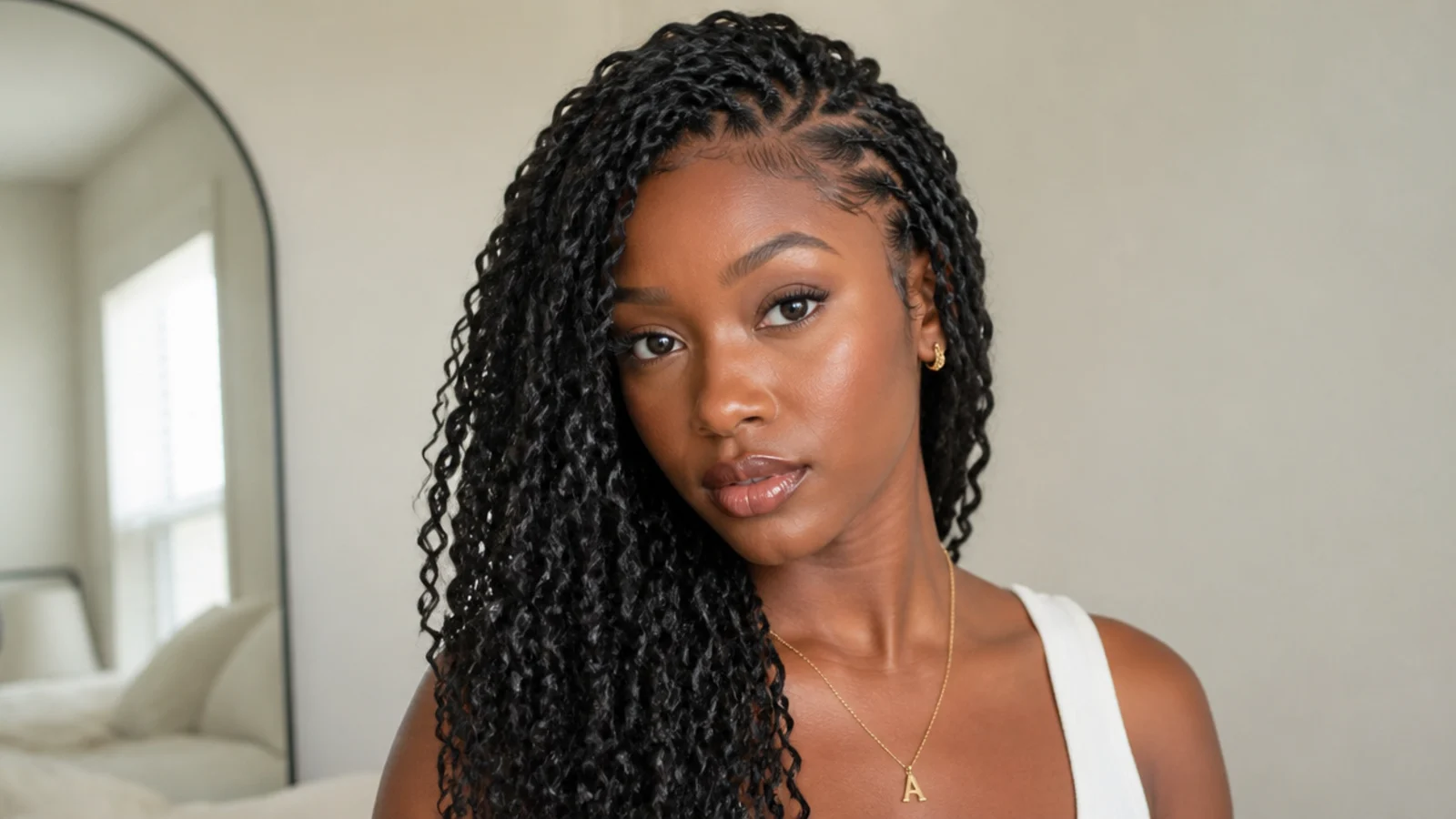 Mini passion twists with a deep side part