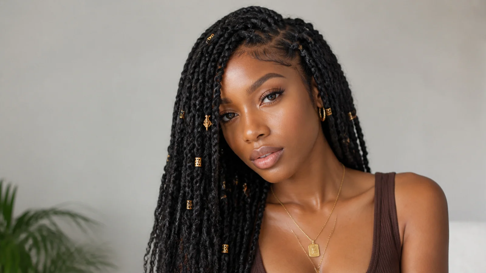 Mini passion twists with gold cuffs and beads