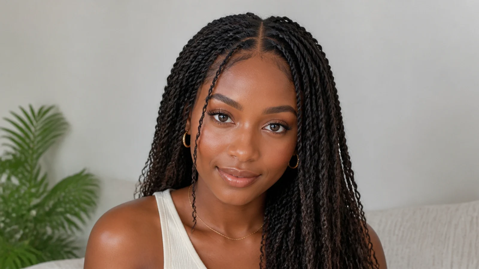 Mini passion twists with a clean middle part