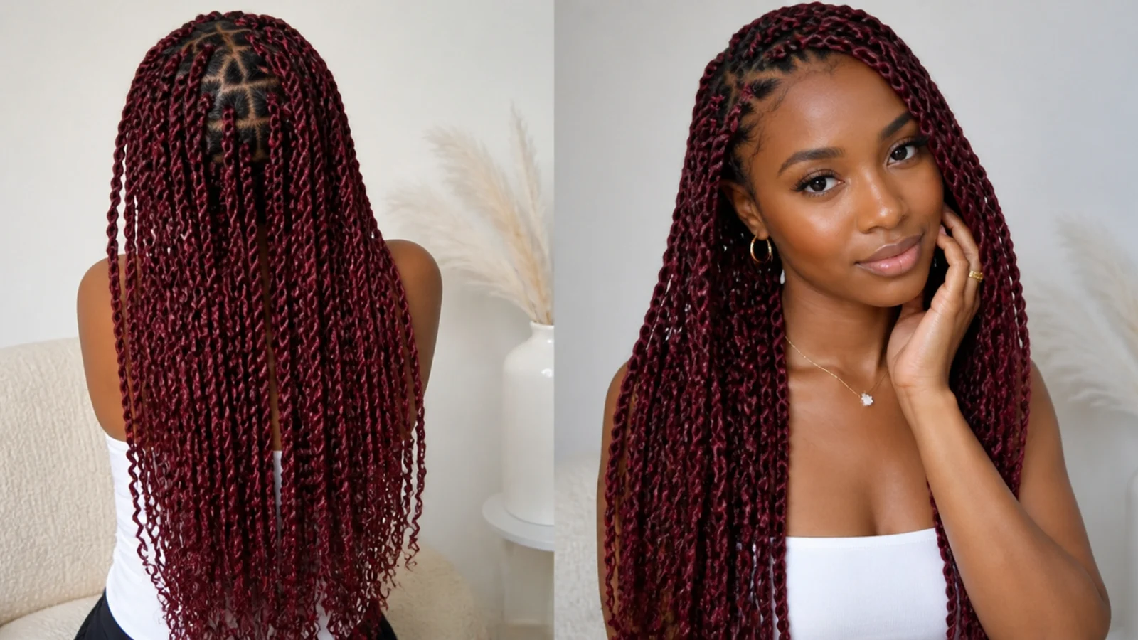 Deep burgundy red passion twists