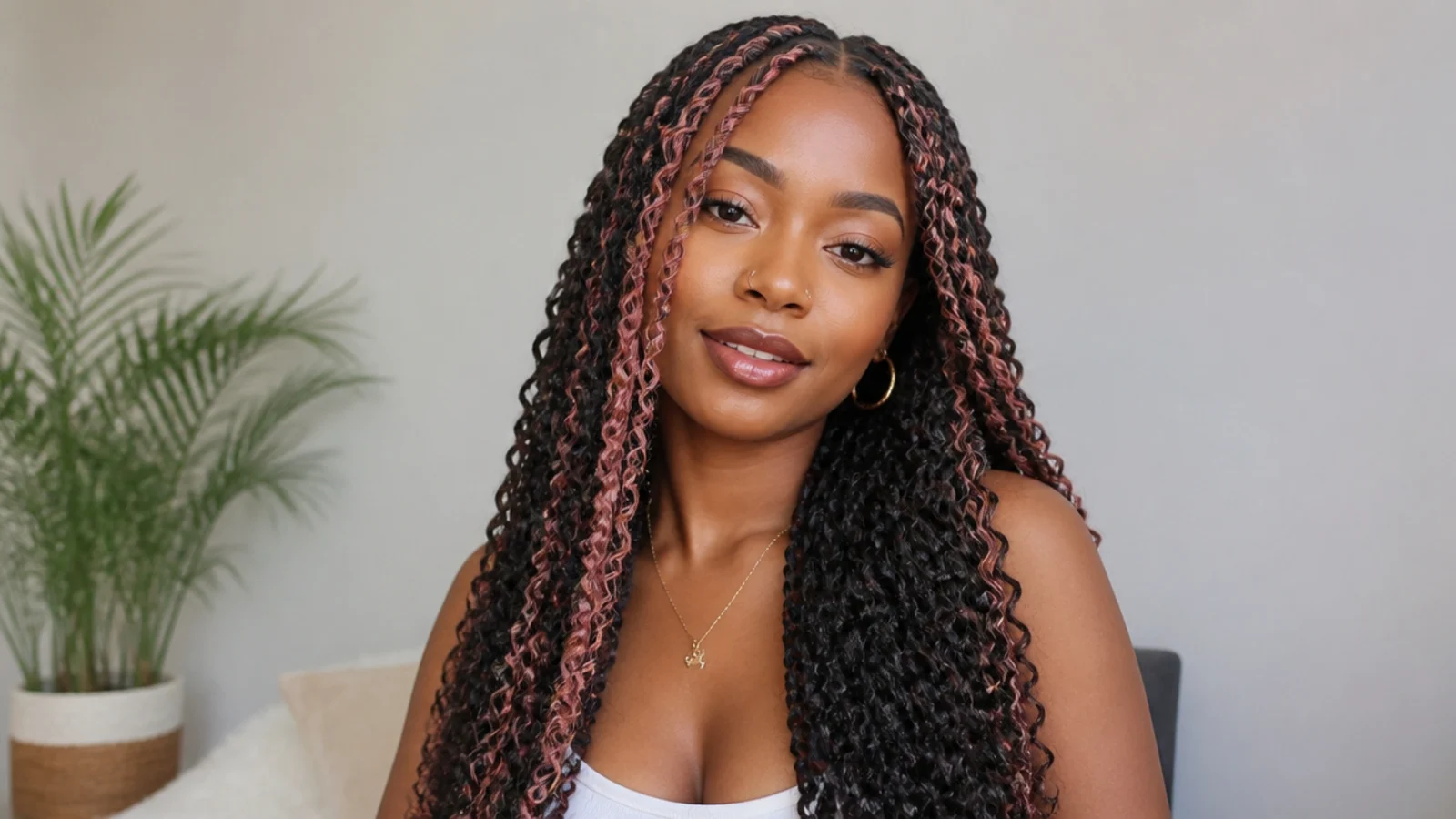 Dark passion twists with bright face-framing colour pieces