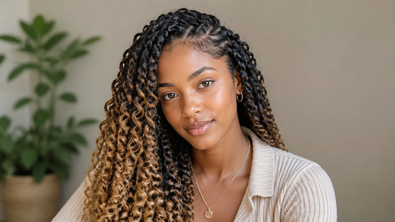 Passion twists fading from dark roots to blonde ends