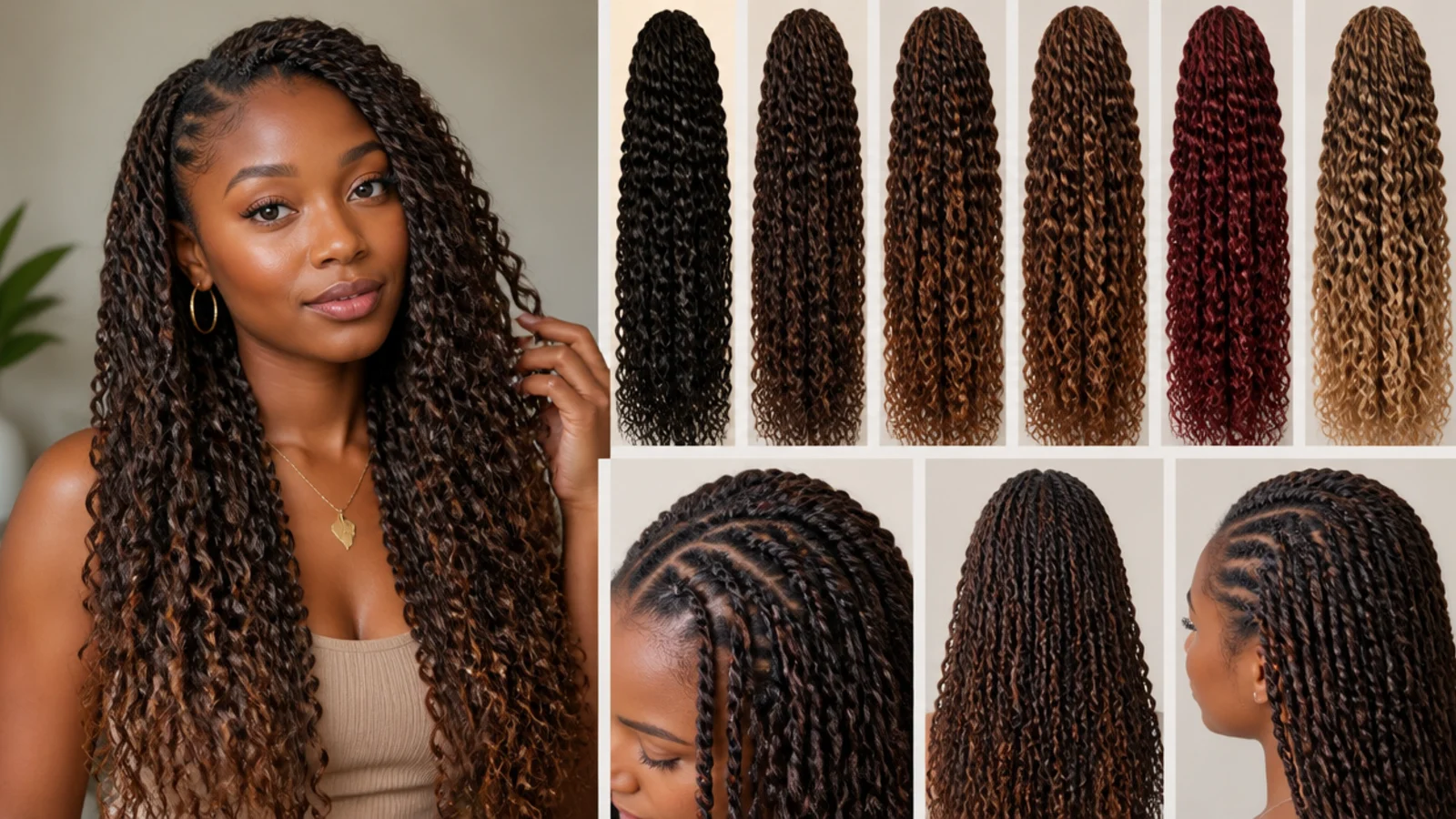 Pre-coloured water-wave hair in several shades for passion twists
