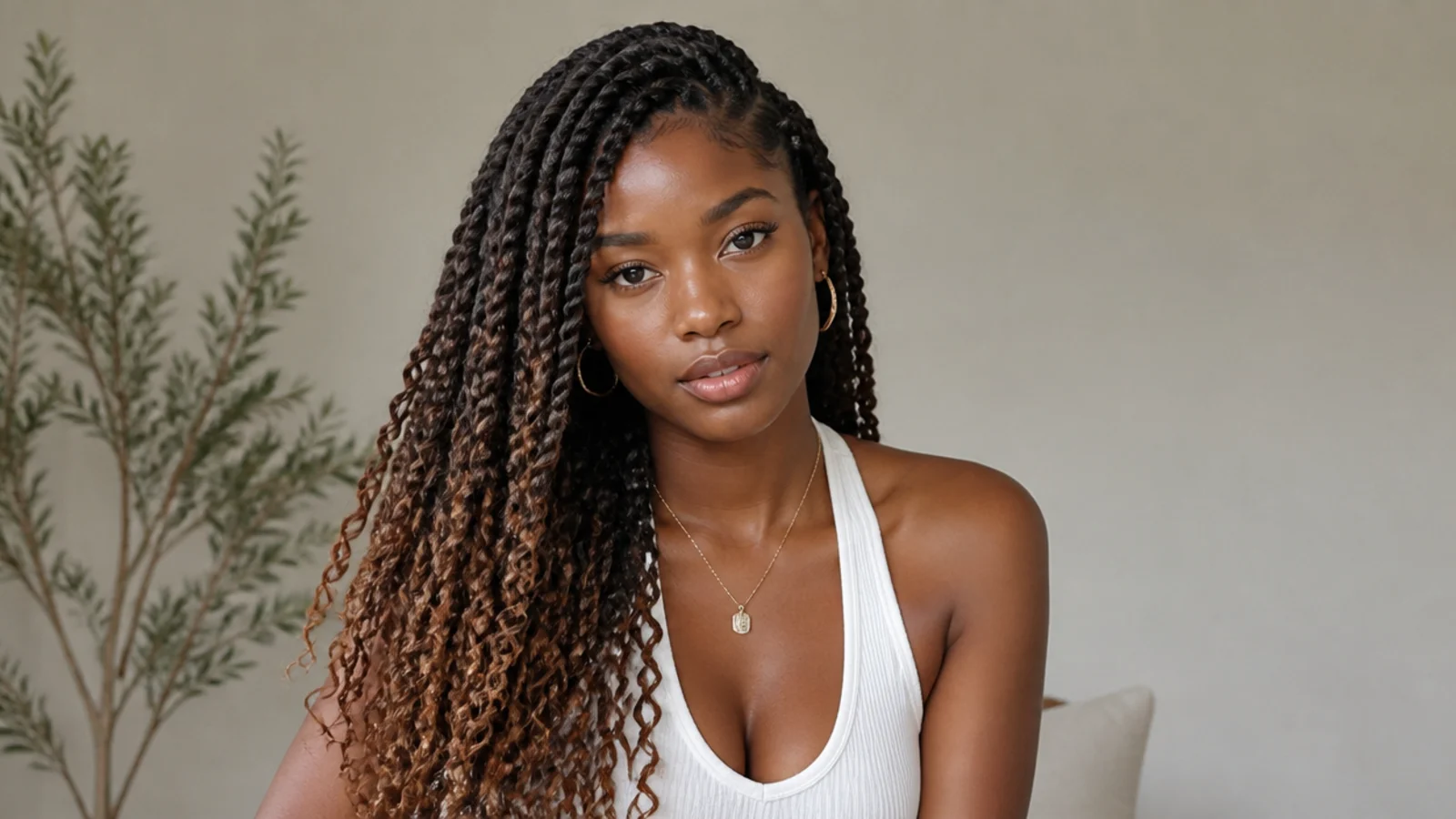 Passion twists fading from dark roots to brown ends