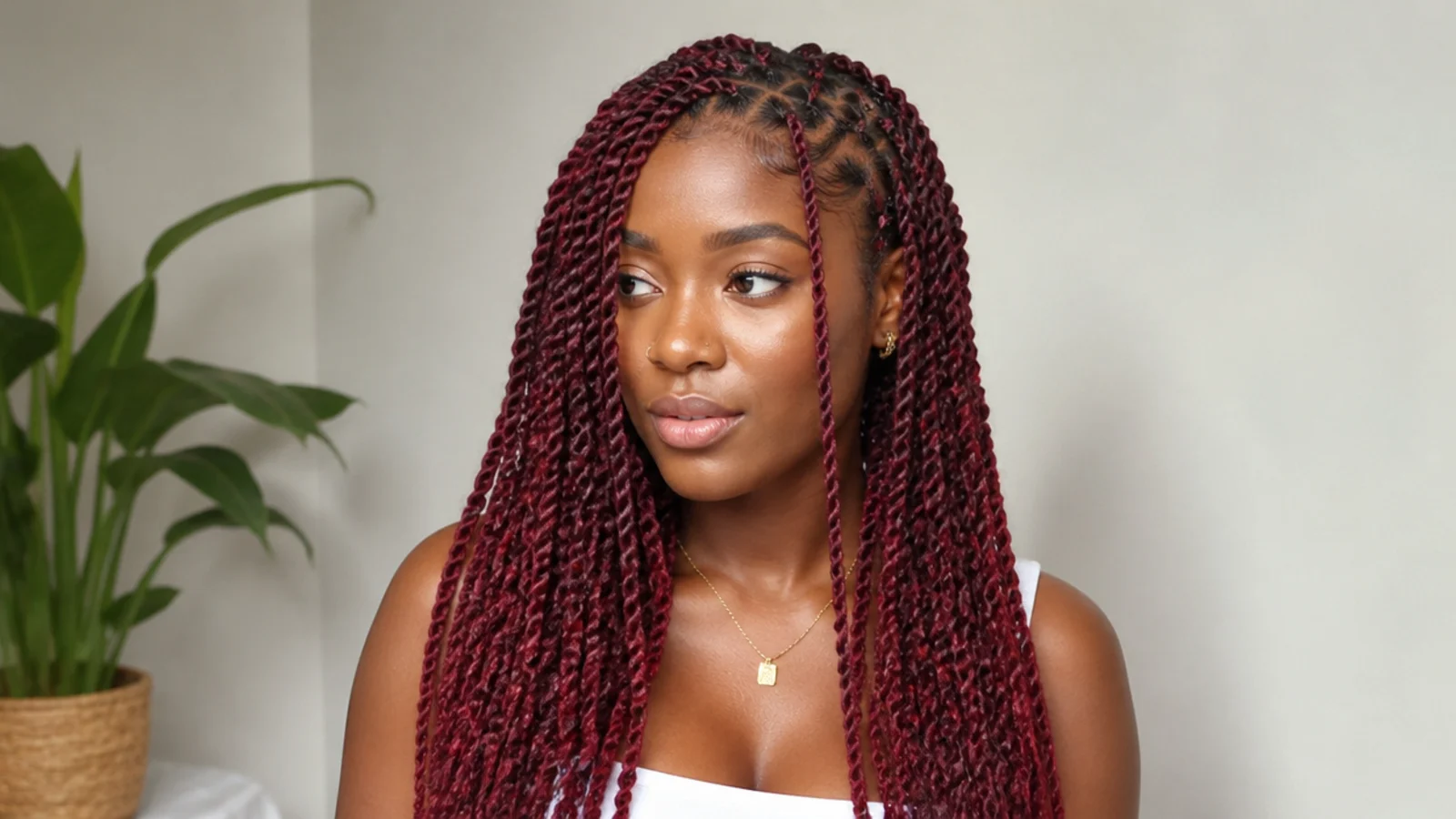Rich burgundy red passion twists