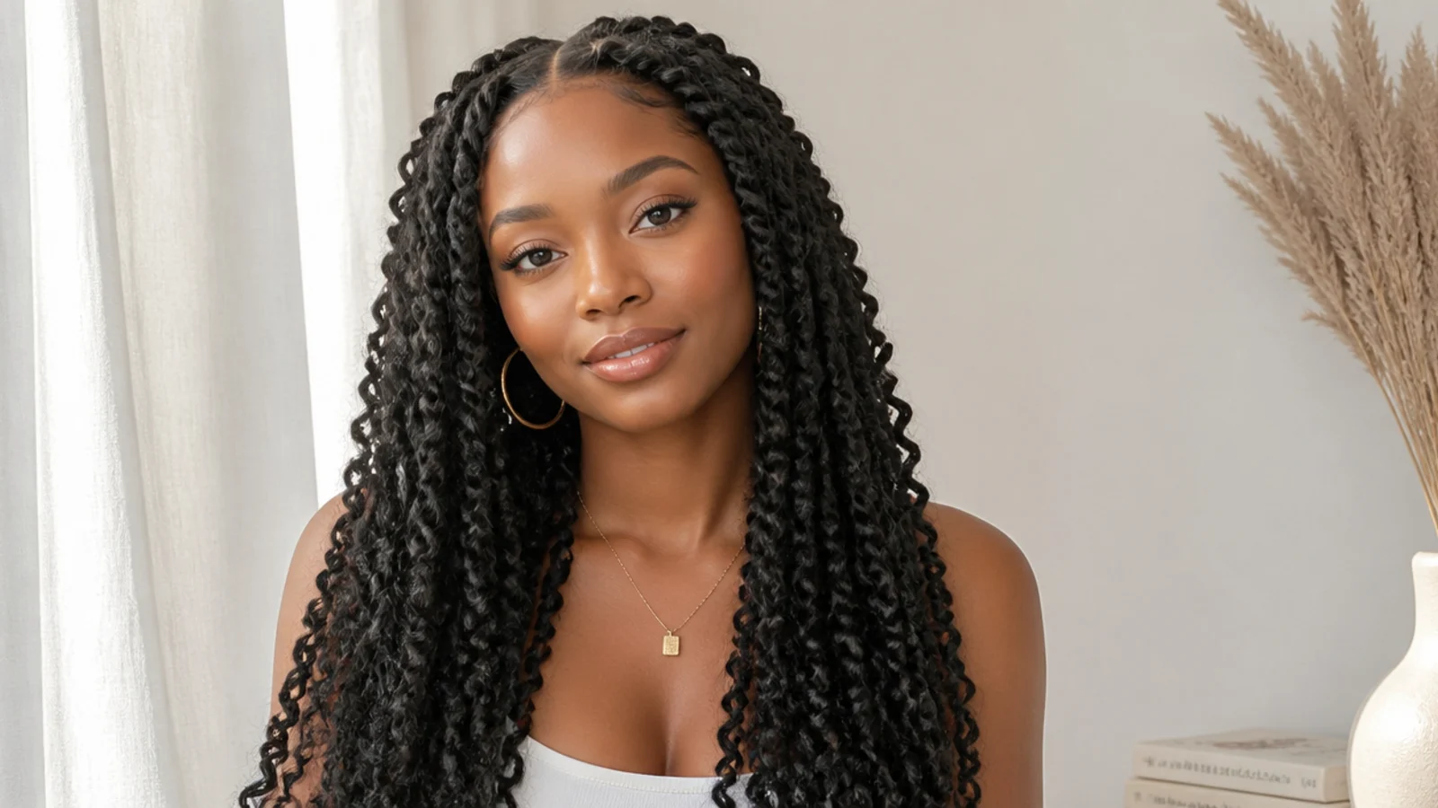 Passion twists with a clean middle part