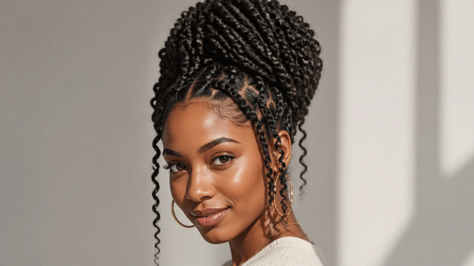 Passion twists gathered into an elegant crown updo