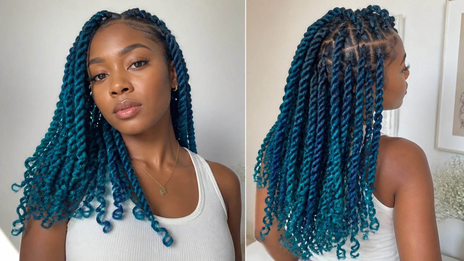 Bold teal and blue passion twists