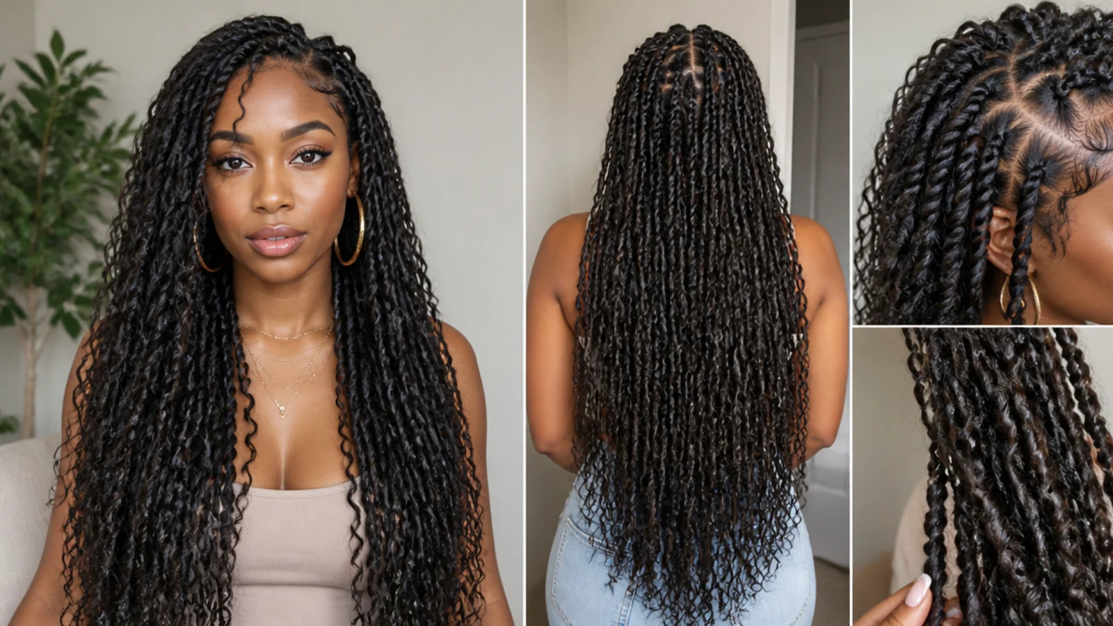Extra-long goddess passion twists with curls left out