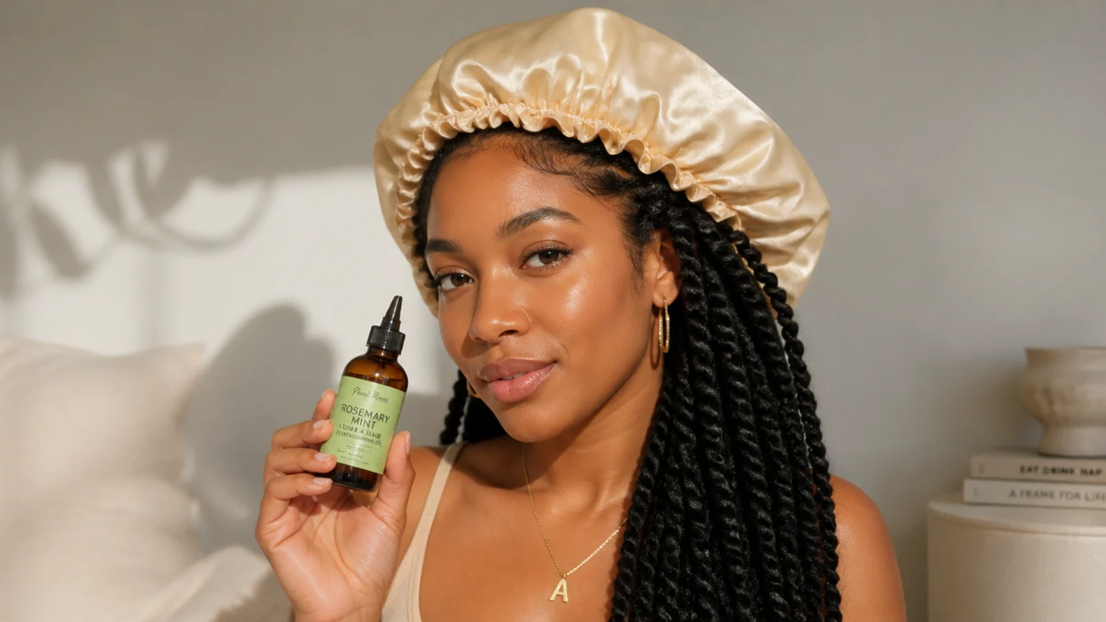 Satin bonnet and scalp oil for passion twists care