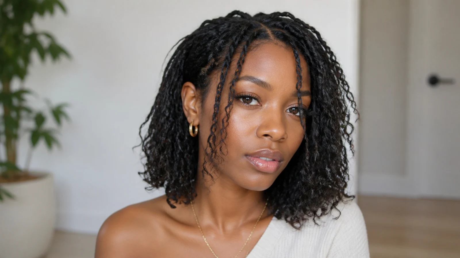 Shoulder-length mini passion twists