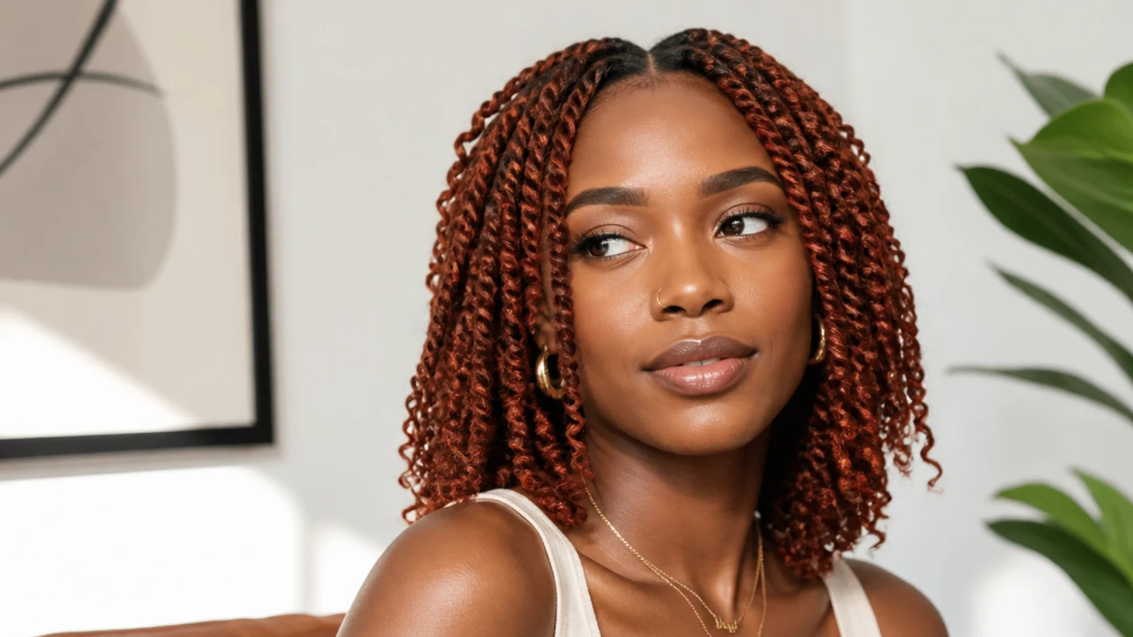 Warm copper shoulder-length passion twists
