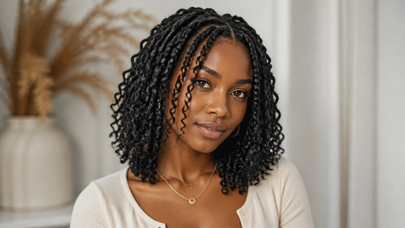 Shoulder-length passion twists with a soft boho wave